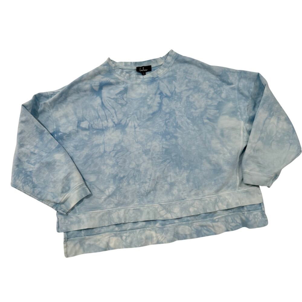 Lulus Ice Wash Tie Dye Crewneck Sweatshirt Blue Women’s Large Cloudcore Coastal - Picture 1 of 14